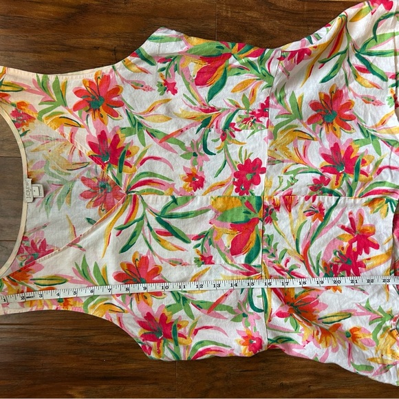 J. Crew Sleeveless Floral Linen Blend Peplum Fitted Top - Picture 7 of 10
